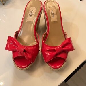 Valentino Garavani Red Patent Bow Wedges